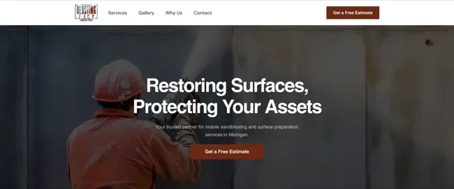 Blasting Jack - Industrial sandblasting company website